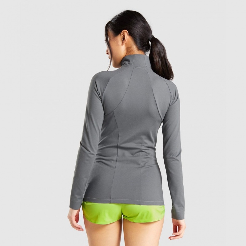 Chaquetas Gymshark Entrenamiento Zip Up Charcoal | 89BUZHODI