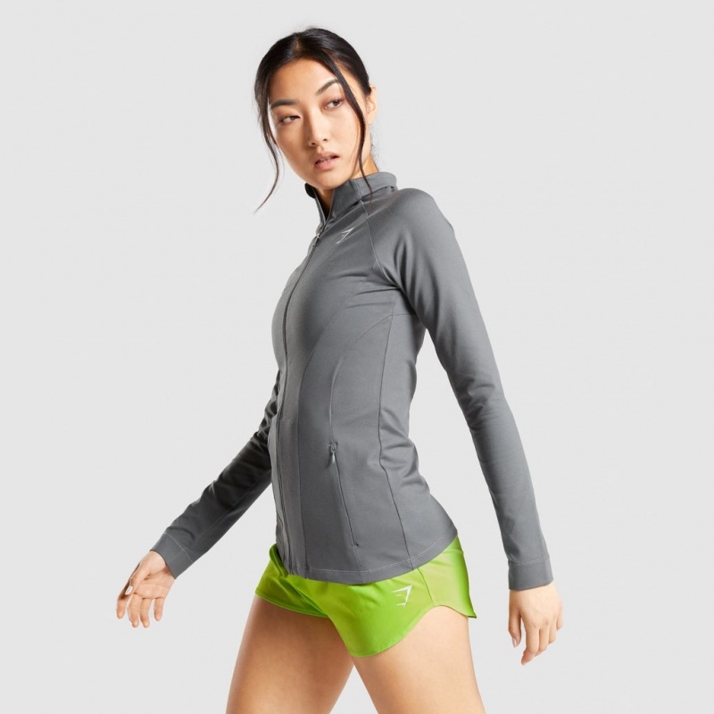 Chaquetas Gymshark Entrenamiento Zip Up Charcoal | 89BUZHODI