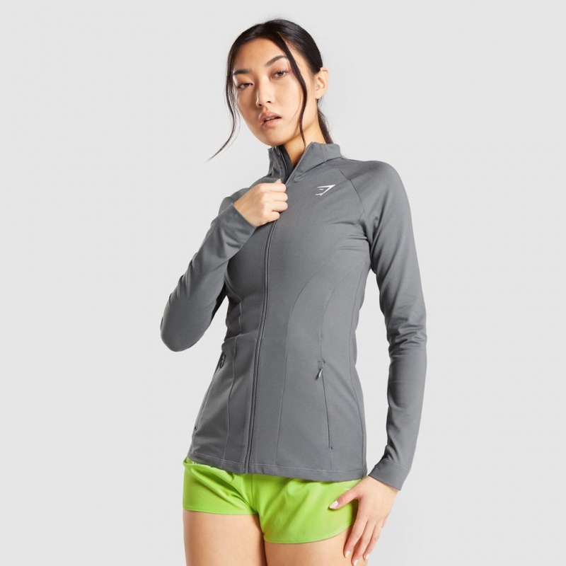Chaquetas Gymshark Entrenamiento Zip Up Charcoal | 89BUZHODI