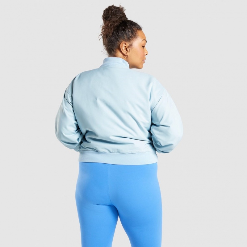 Chaquetas Gymshark Essential Bomber Azules Claro | 12BKALQRV