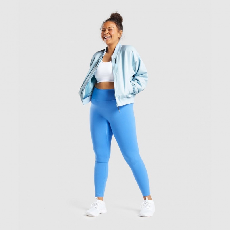 Chaquetas Gymshark Essential Bomber Azules Claro | 12BKALQRV