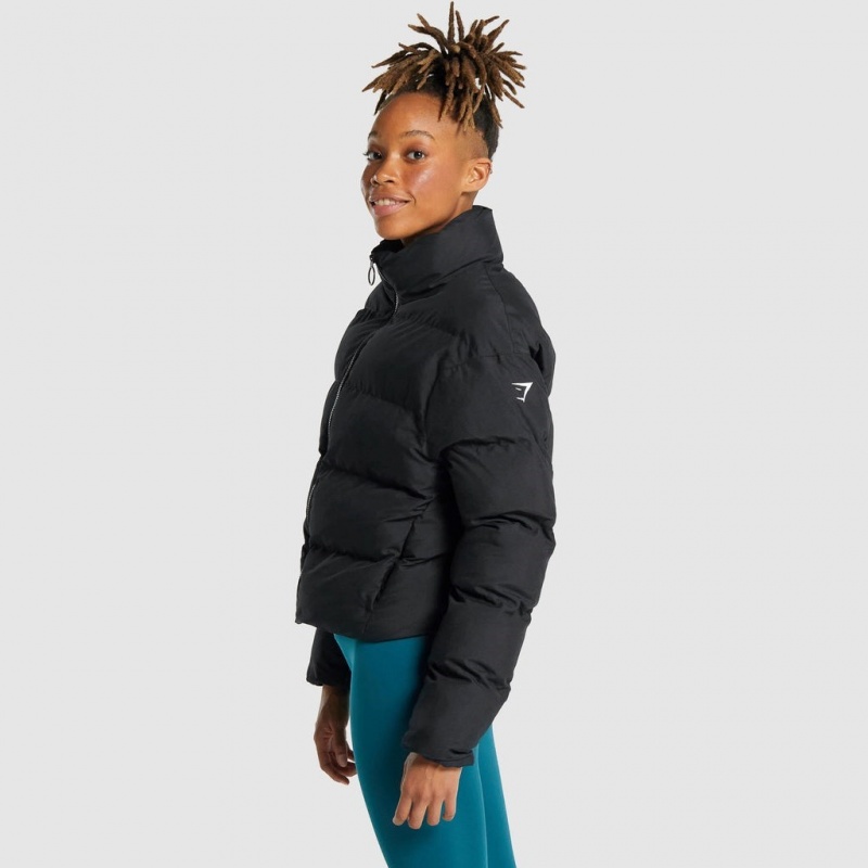 Chaquetas Gymshark Puffer Negras | 98ARNPCXY