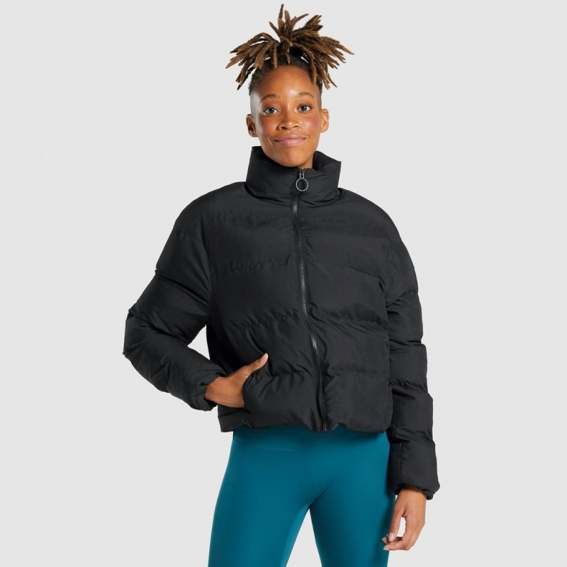Chaquetas Gymshark Puffer Negras | 98ARNPCXY