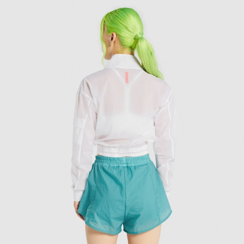 Chaquetas Gymshark Pulse Woven Blancas | 74ZKNYDTE