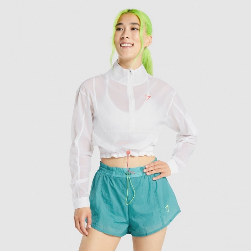 Chaquetas Gymshark Pulse Woven Blancas | 74ZKNYDTE