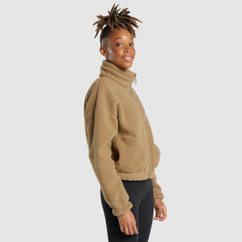 Chaquetas Gymshark Sherpa Marrones Claro | 09FUPEKYX
