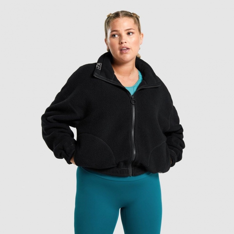 Chaquetas Gymshark Sherpa Negras | 72SVUJZOQ