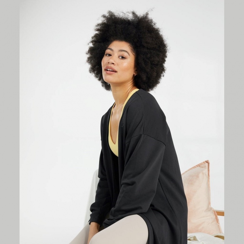 Chaquetas Gymshark Whitney Oversized Robe Negras | 96DUPIZBA