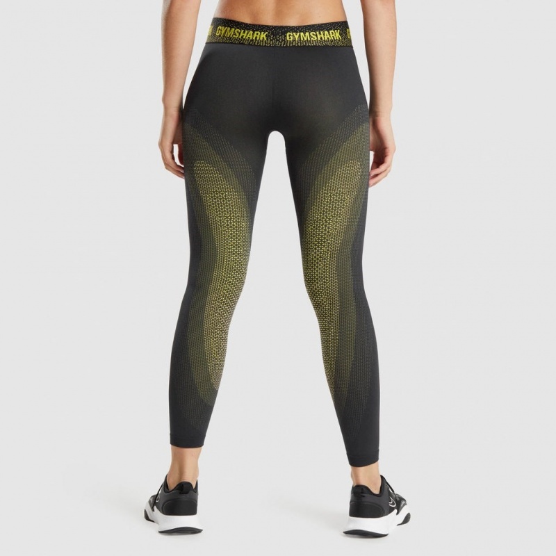 Leggins Gymshark Apex Seamless Low Rise Negras Amarillo | 14SWYFOBJ