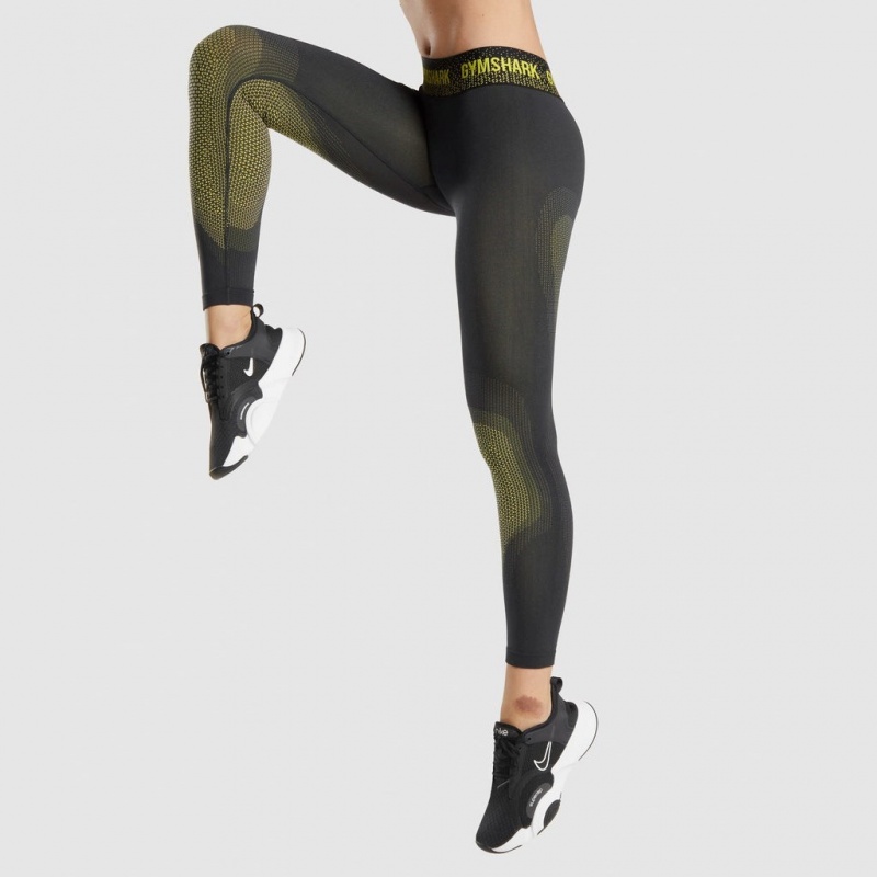 Leggins Gymshark Apex Seamless Low Rise Negras Amarillo | 14SWYFOBJ