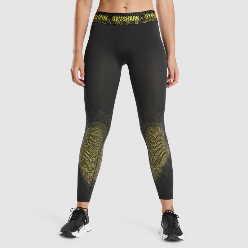 Leggins Gymshark Apex Seamless Low Rise Negras Amarillo | 14SWYFOBJ