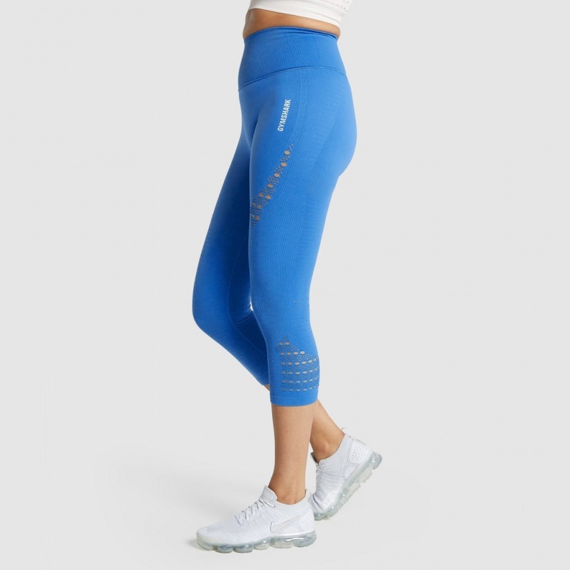 Leggins Gymshark Energy Seamless Cropped Azules | 82TDNAXIJ