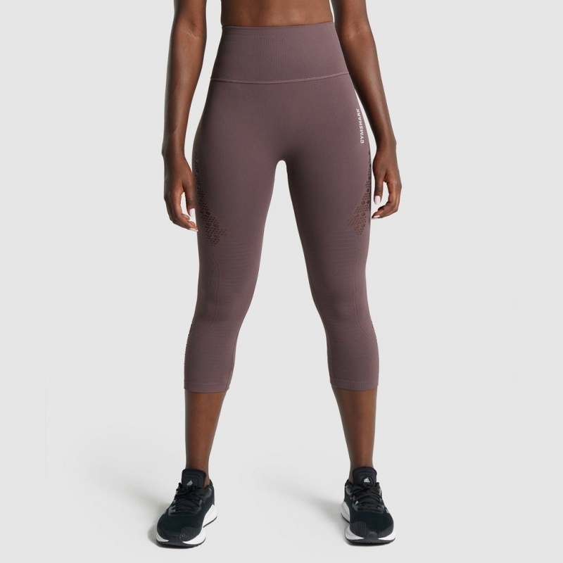 Leggins Gymshark Energy Seamless Cropped Marrones | 98LRFWKBM