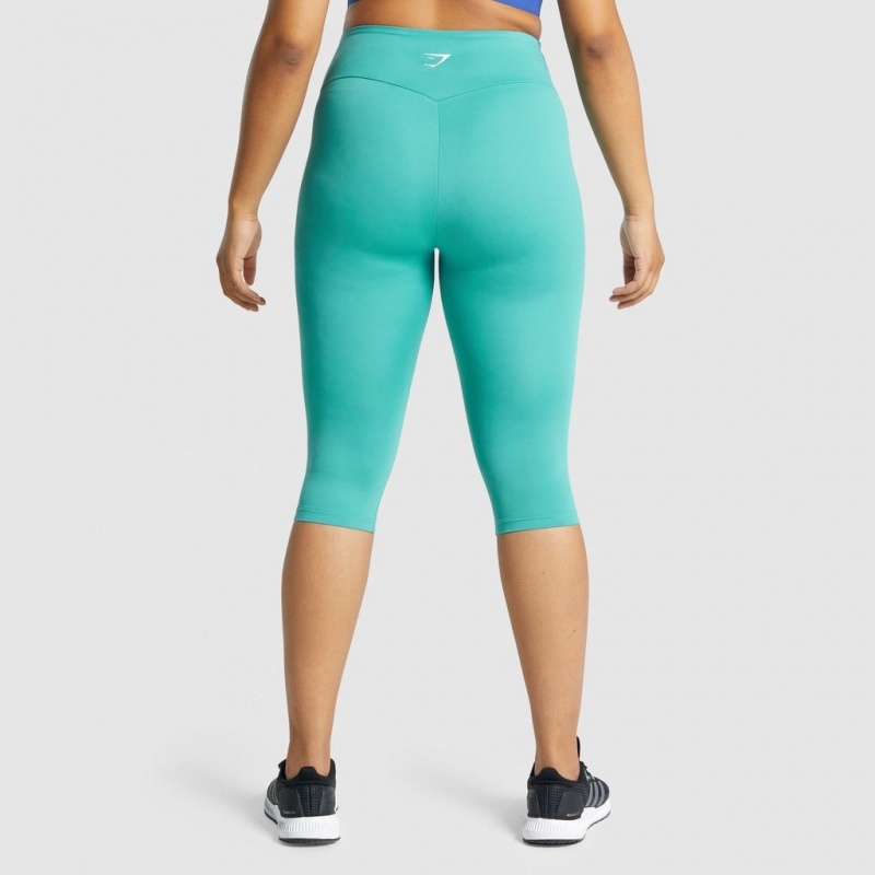 Leggins Gymshark Entrenamiento Cropped Teal | 48IDHUTZC