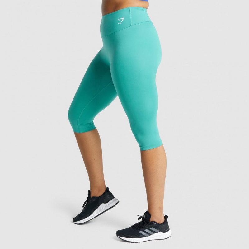 Leggins Gymshark Entrenamiento Cropped Teal | 48IDHUTZC