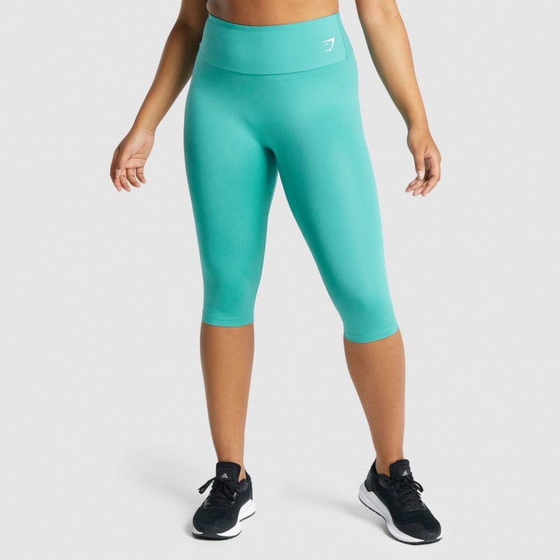 Leggins Gymshark Entrenamiento Cropped Teal | 48IDHUTZC