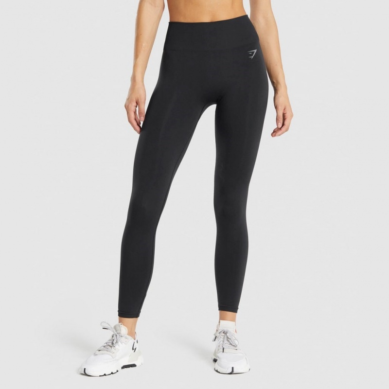 Leggins Gymshark Fit Seamless Mid Rise Negras | 06GQOPAWU