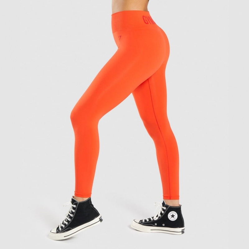 Leggins Gymshark Fit Seamless Mid Rise Naranjas | 92VGACFZB