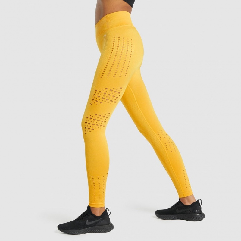 Leggins Gymshark Glow Seamless Tights Amarillo | 89VJZBUGQ