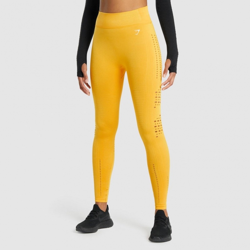 Leggins Gymshark Glow Seamless Tights Amarillo | 89VJZBUGQ