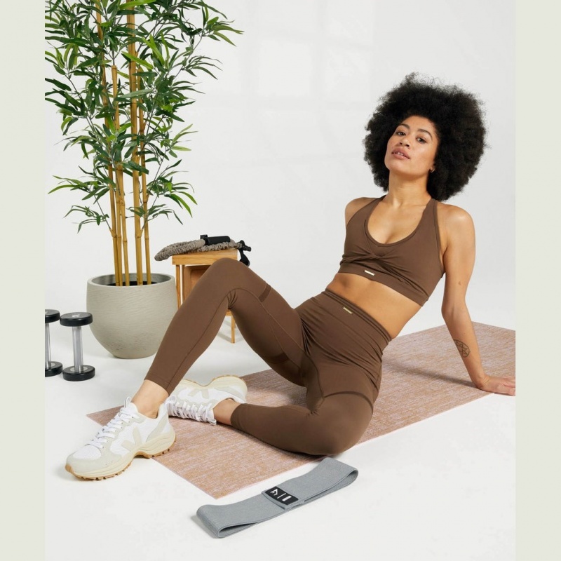 Leggins Gymshark Whitney Mesh Marrones | 07ABZFETX
