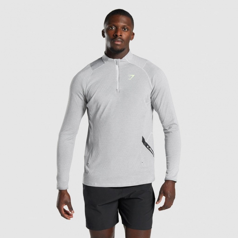 Pullover Gymshark Apex 1/4 Zip Gris Claro | 49IHUMGTF