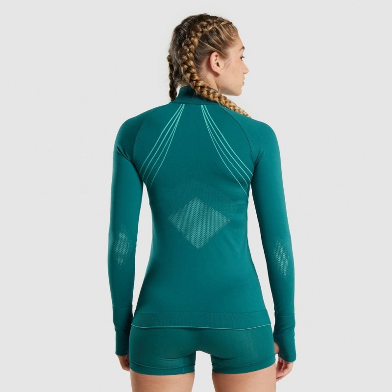 Pullover Gymshark Apex Seamless 1/4 Zip Teal | 62HWPQTKL