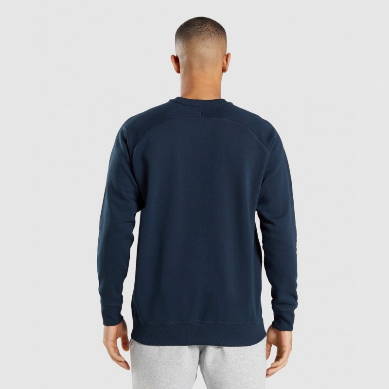 Pullover Gymshark Apollo Crew Azul Marino | 84MXCBWYR