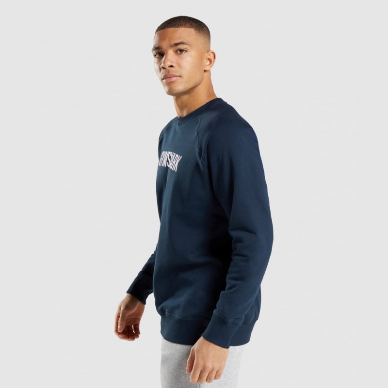 Pullover Gymshark Apollo Crew Azul Marino | 84MXCBWYR