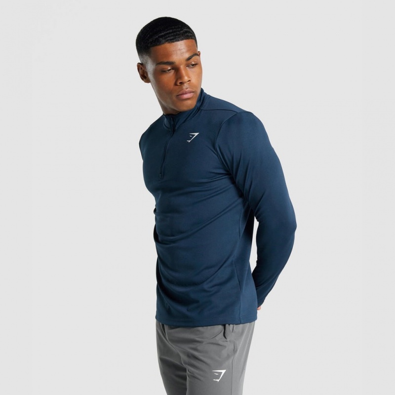 Pullover Gymshark Arrival 1/4 Zip Azul Marino | 98AHEPFOK