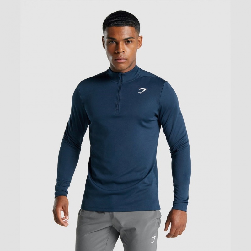 Pullover Gymshark Arrival 1/4 Zip Azul Marino | 98AHEPFOK