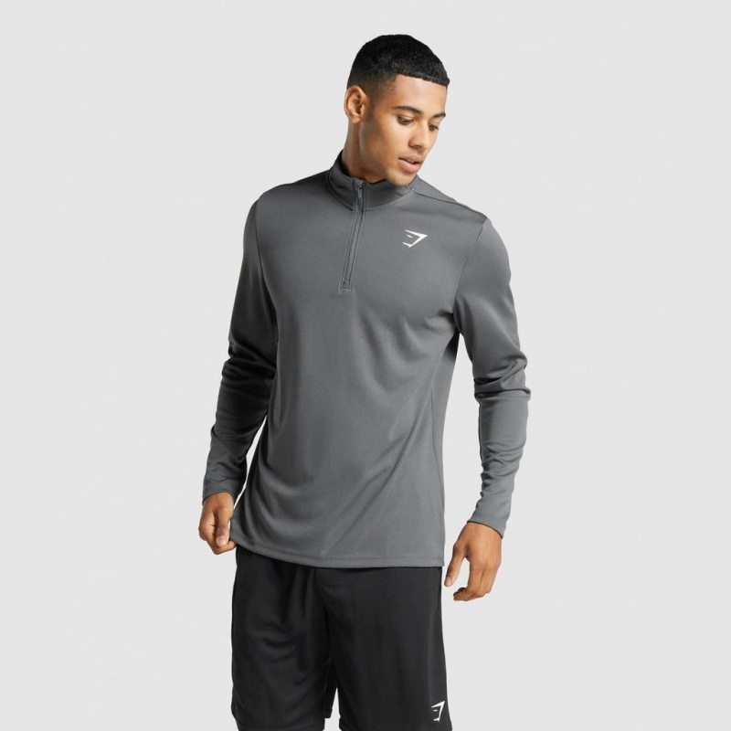Pullover Gymshark Arrival 1/4 Zip Charcoal | 64FPRHIWC