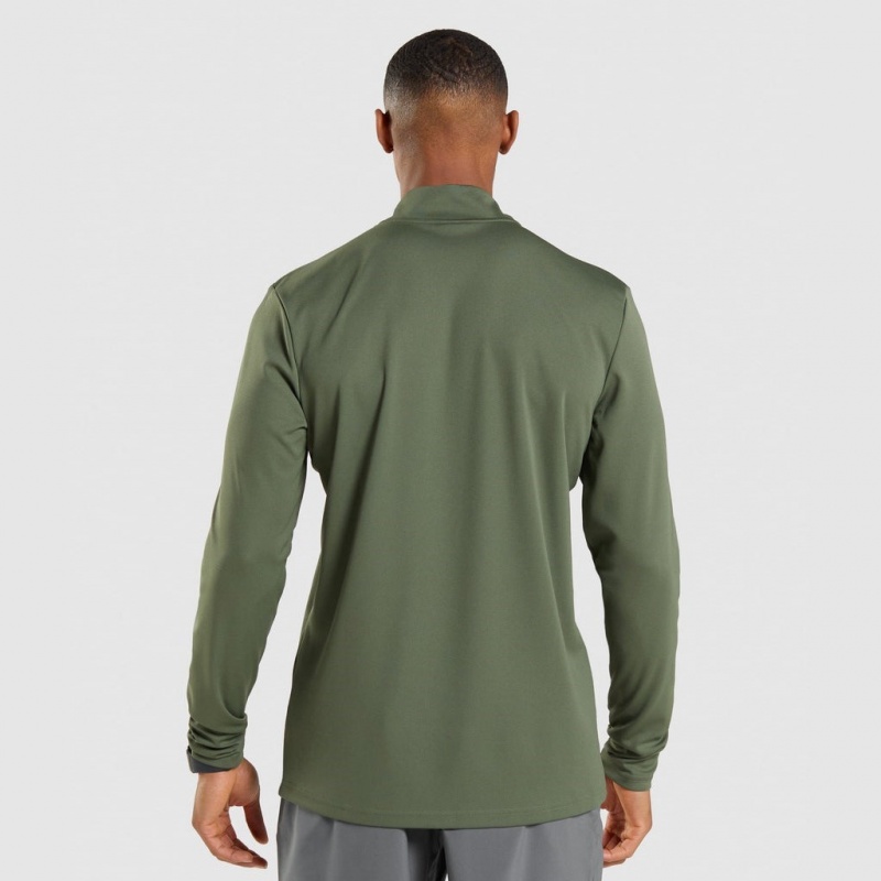 Pullover Gymshark Arrival 1/4 Zip Verde Oliva | 94TWFXPBM