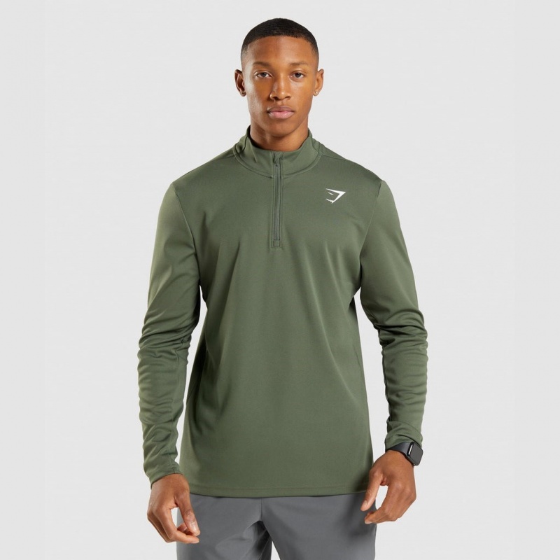 Pullover Gymshark Arrival 1/4 Zip Verde Oliva | 94TWFXPBM
