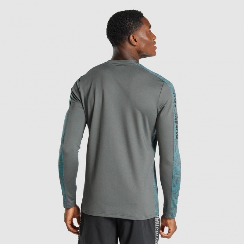 Pullover Gymshark Deporte Long Sleeve Crew Gris | 58GFXAKJM