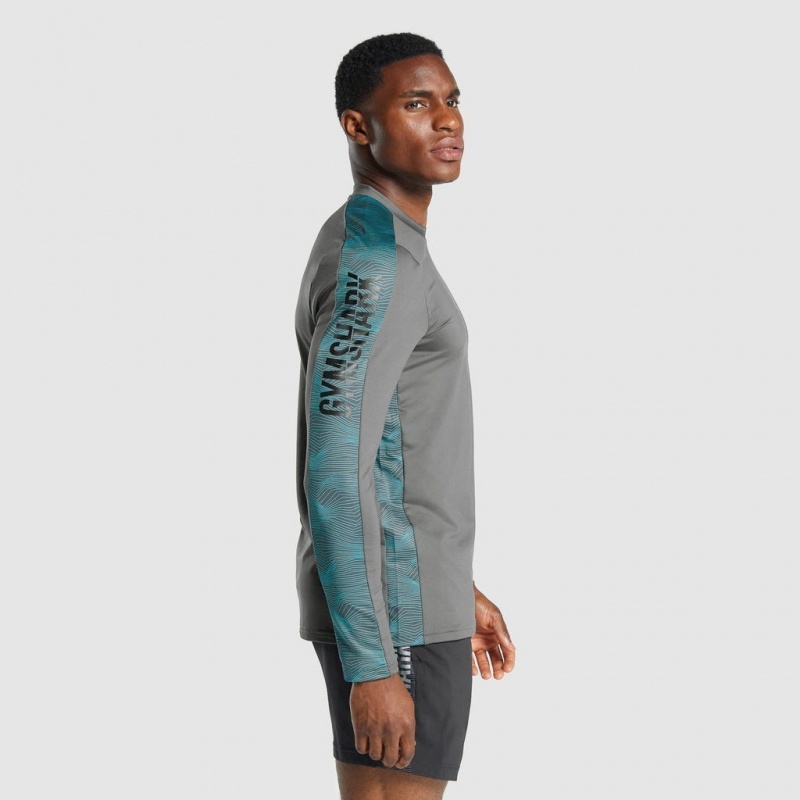 Pullover Gymshark Deporte Long Sleeve Crew Gris | 58GFXAKJM