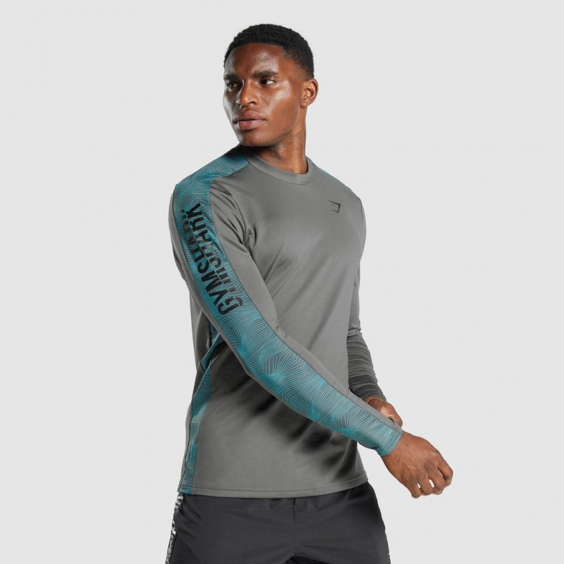 Pullover Gymshark Deporte Long Sleeve Crew Gris | 58GFXAKJM