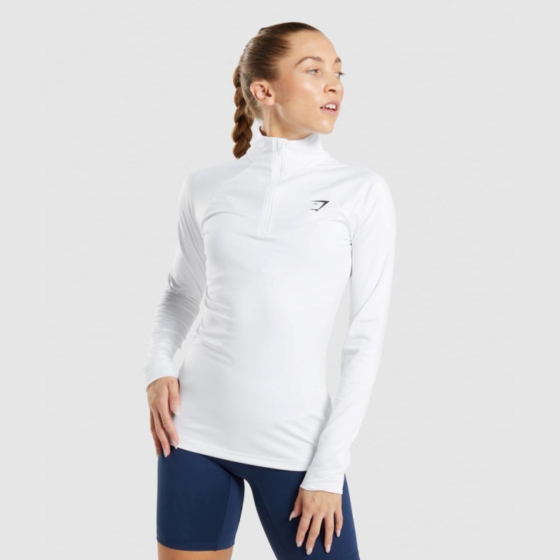 Pullover Gymshark Entrenamiento 1/4 Zip Blancas | 28MOUGJTS