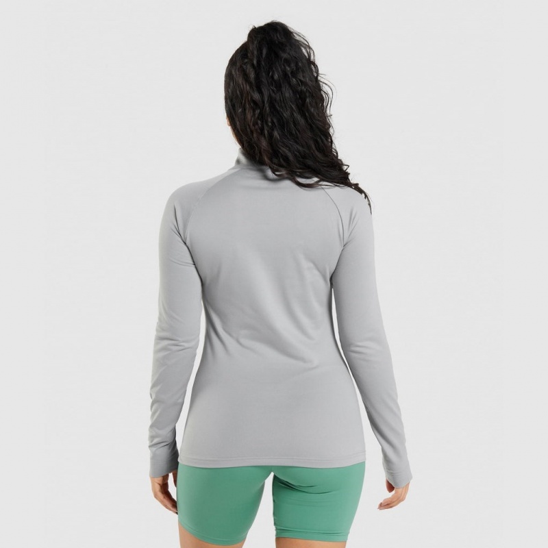 Pullover Gymshark Entrenamiento 1/4 Zip Gris | 60JUKFAVT