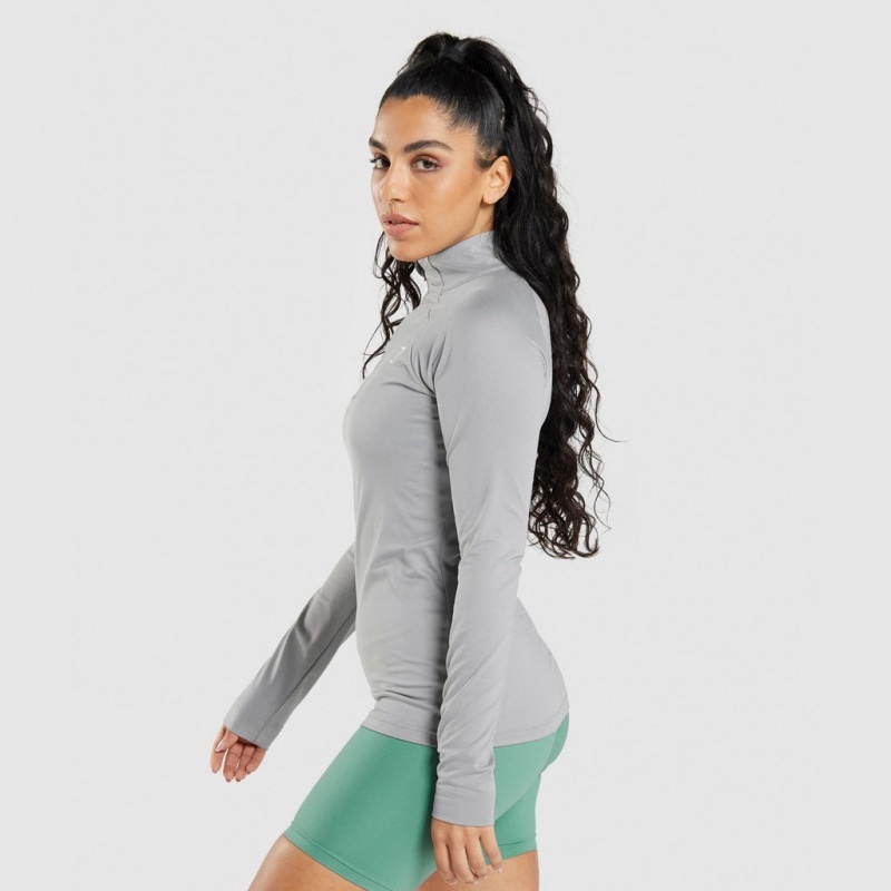 Pullover Gymshark Entrenamiento 1/4 Zip Gris | 60JUKFAVT