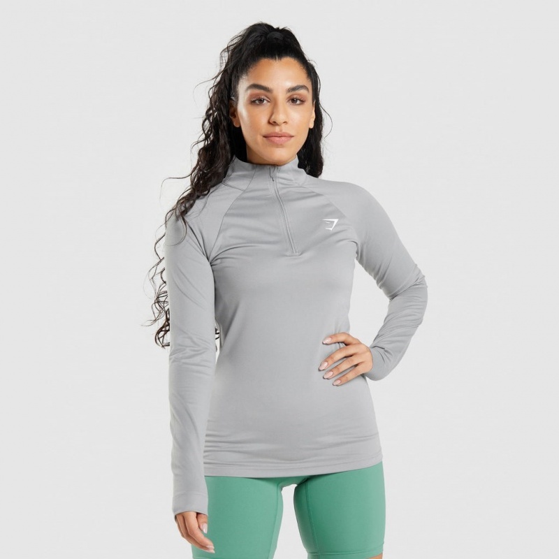 Pullover Gymshark Entrenamiento 1/4 Zip Gris | 60JUKFAVT