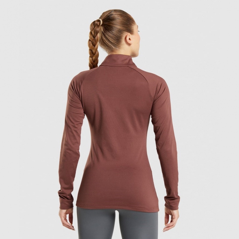 Pullover Gymshark Entrenamiento 1/4 Zip Marrones | 50XRAYPFV
