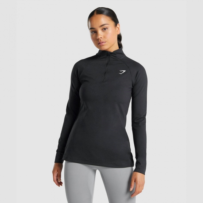 Pullover Gymshark Entrenamiento 1/4 Zip Negras | 53GWZQSEP