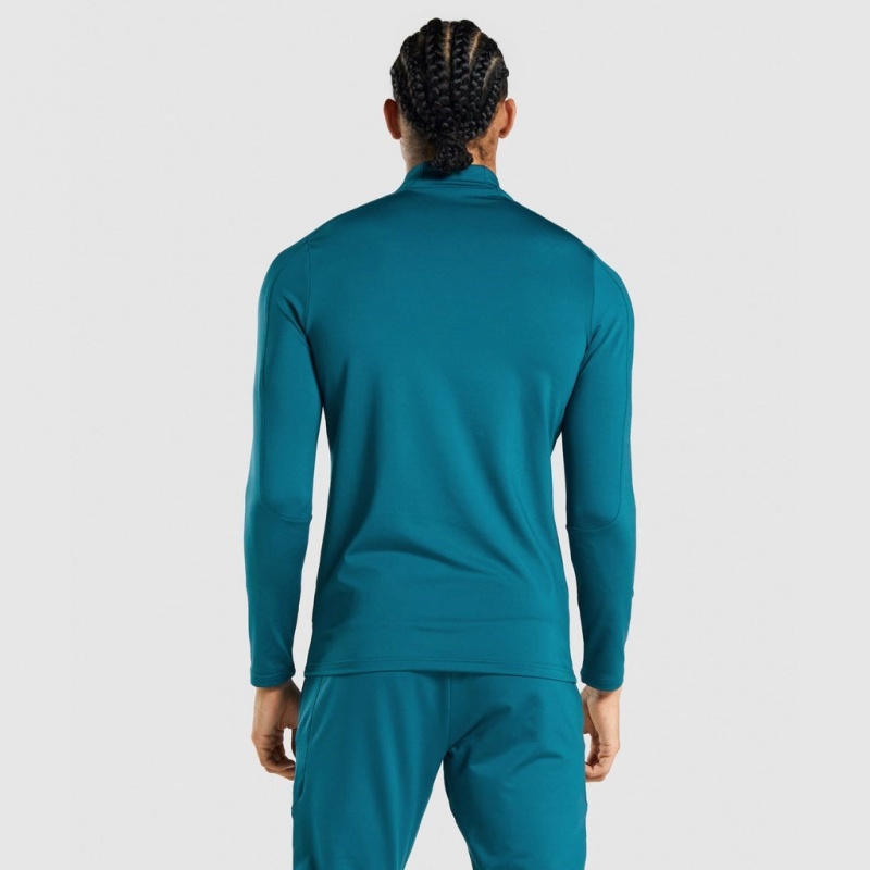 Pullover Gymshark Regulate 1/4 Zip Teal | 68FNVZTHP