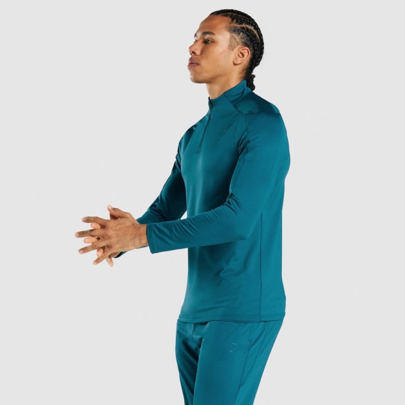 Pullover Gymshark Regulate 1/4 Zip Teal | 68FNVZTHP
