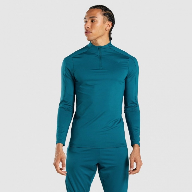Pullover Gymshark Regulate 1/4 Zip Teal | 68FNVZTHP