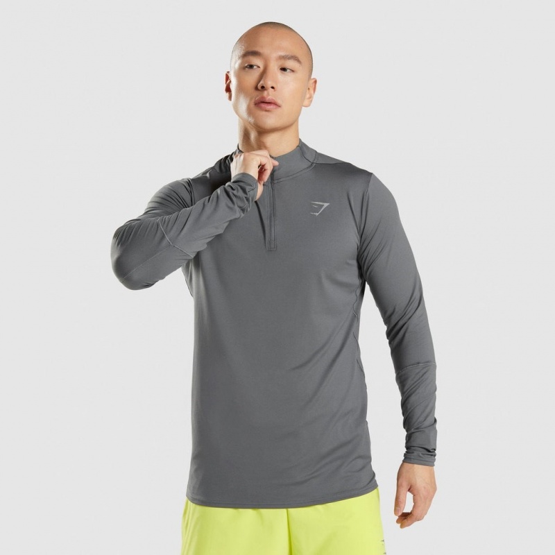Pullover Gymshark Speed 1/4 Zip Charcoal | 75CTQKDHM