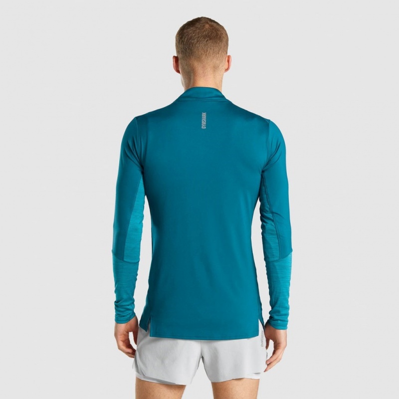 Pullover Gymshark Speed 1/4 Zip Teal | 27JZOFDKX