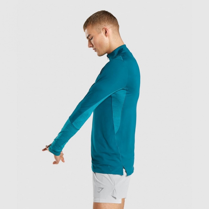 Pullover Gymshark Speed 1/4 Zip Teal | 27JZOFDKX