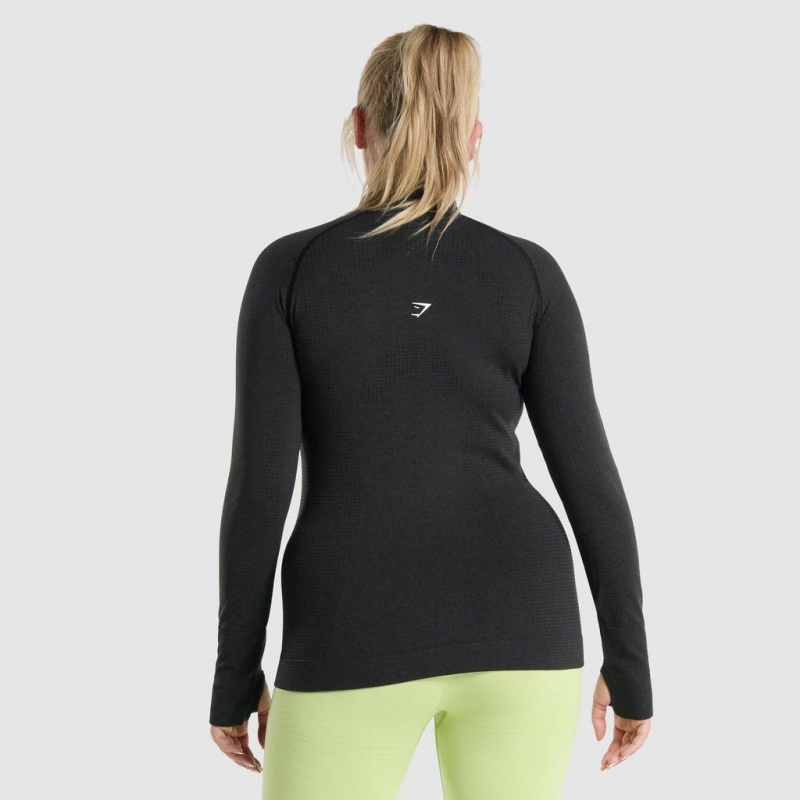 Pullover Gymshark Vital Seamless 2.0 1/2 Zip Negras | 14GWLRDOS